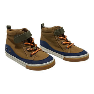 Old Navy Brown & Navy Canvas Hook & Loop Boots Boy's 8 NEW